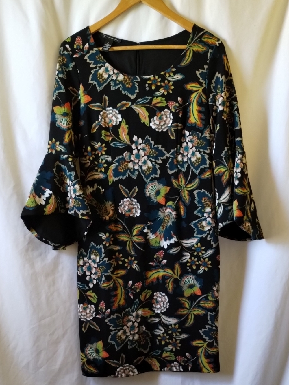 INC International Concepts Black Floral Multicolor Top